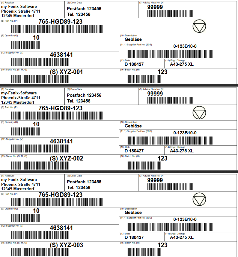 my-VDA-Label Pro - Drucken eines VDA-Label für Kleinladungsträger (KLT) - Das als PDF-Datei erzeugte VDA 4902 Label zum Ausdrucken oder Downloaden