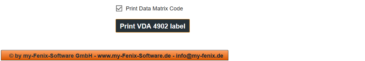 Print VDA 4902 Label with Data Matrix Code - 2D barcode